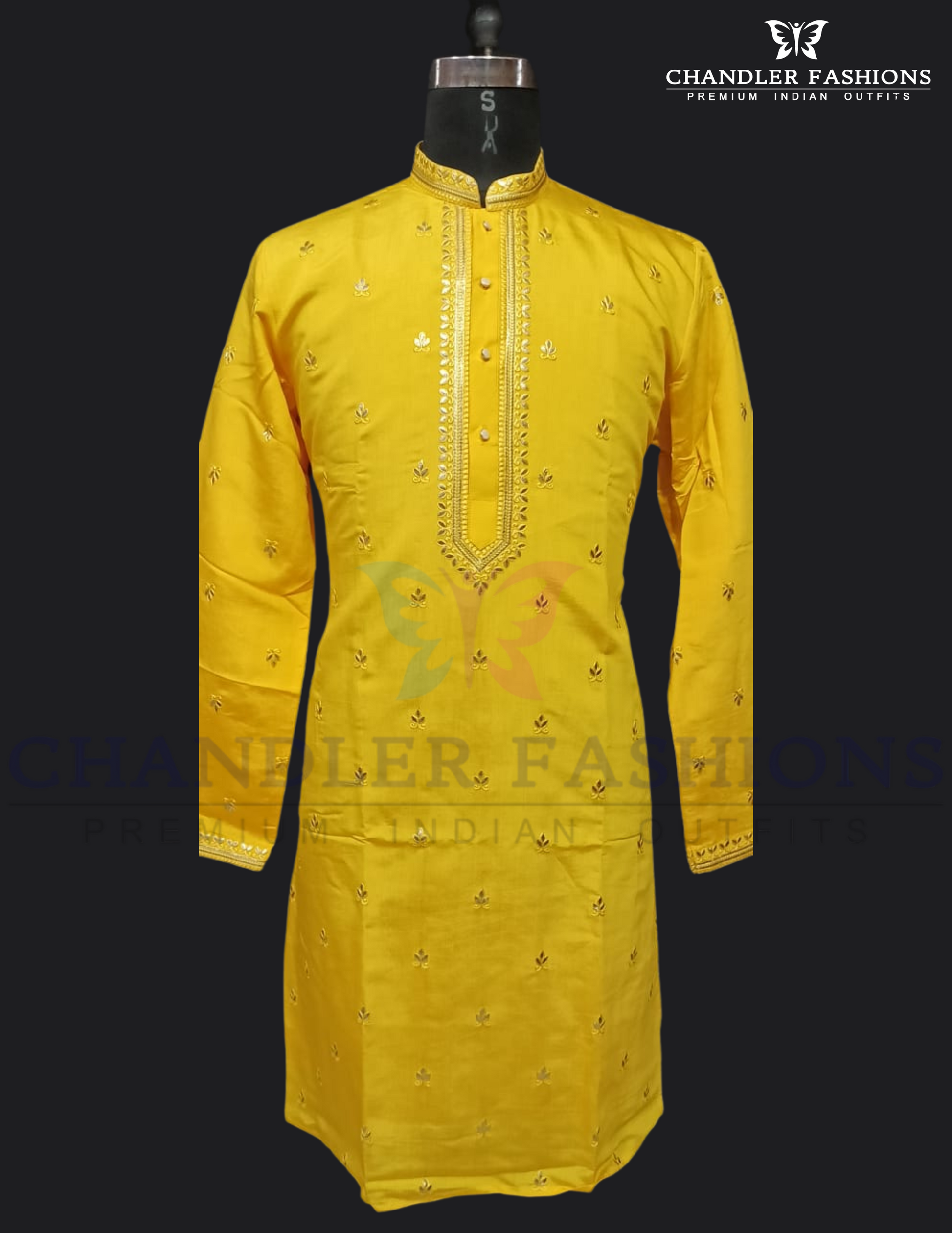 Charming Yellow Color Embroidery Kurta With Pajama Pants For Men
