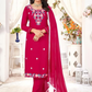 Attractive Pink Colored Embroidery Work Salwar Suits With Dupatta For Women