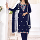 Charming Blue Colored Embroidery Work Salwar Suits With Dupatta For Women