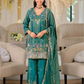 Gorgeous Teal Green Color Shimmer With Embroidery Work Palazzo Suits For Women