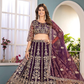Pleasing Purple Color Butterfly Net With Embroidery And Sequins Work Lehenga For Women