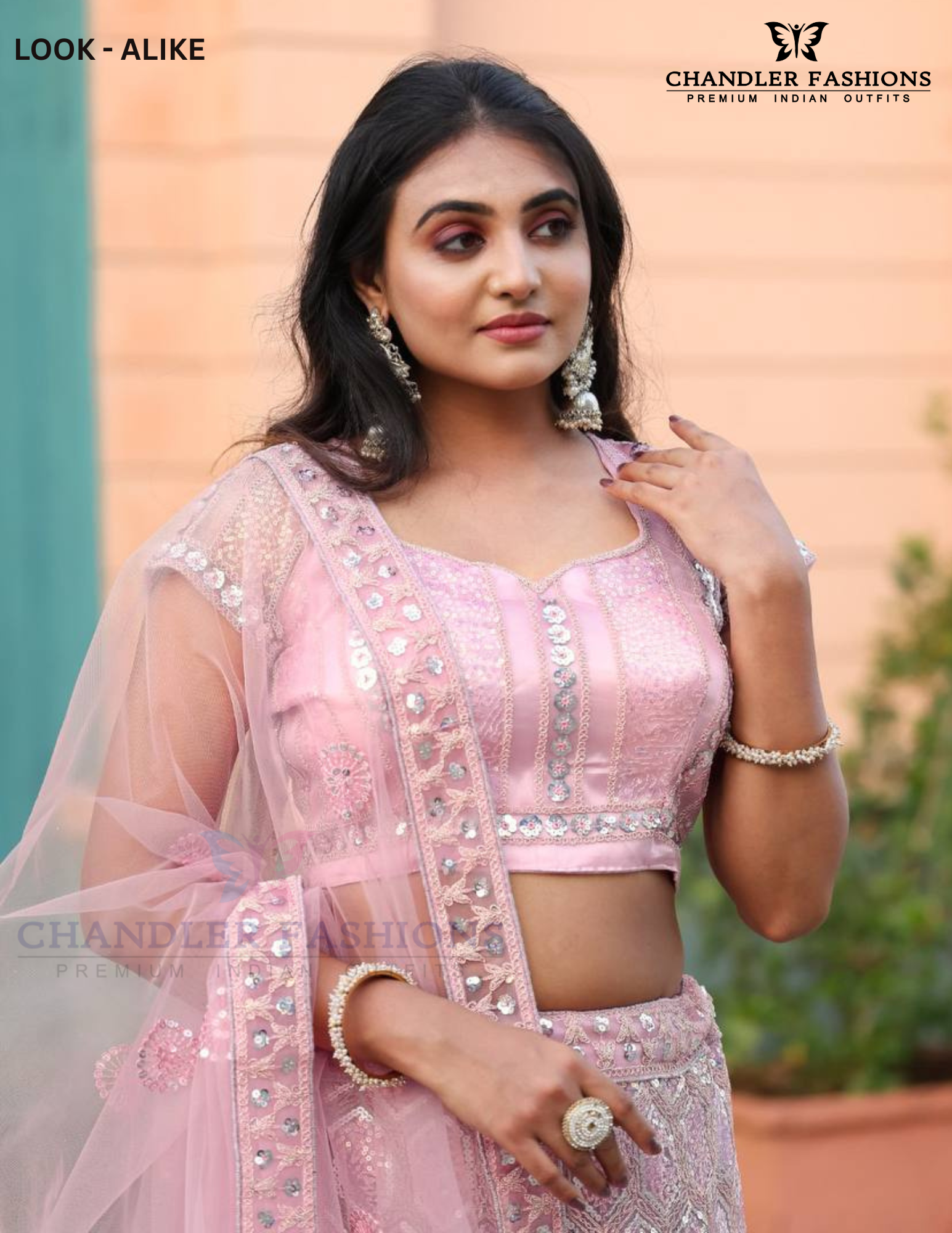 Pink Color Net With Sequins And Zarkan Work Lehenga In USA