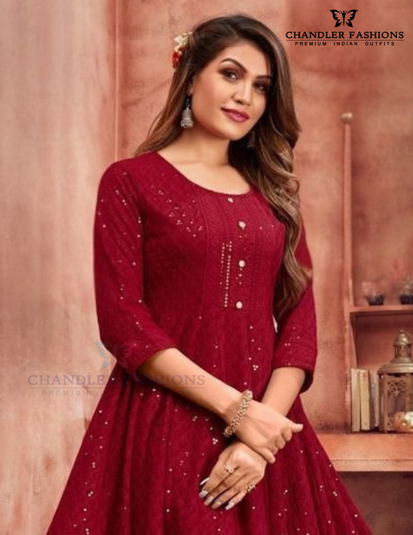 Red Color Anarkali Gown For Women Near Me