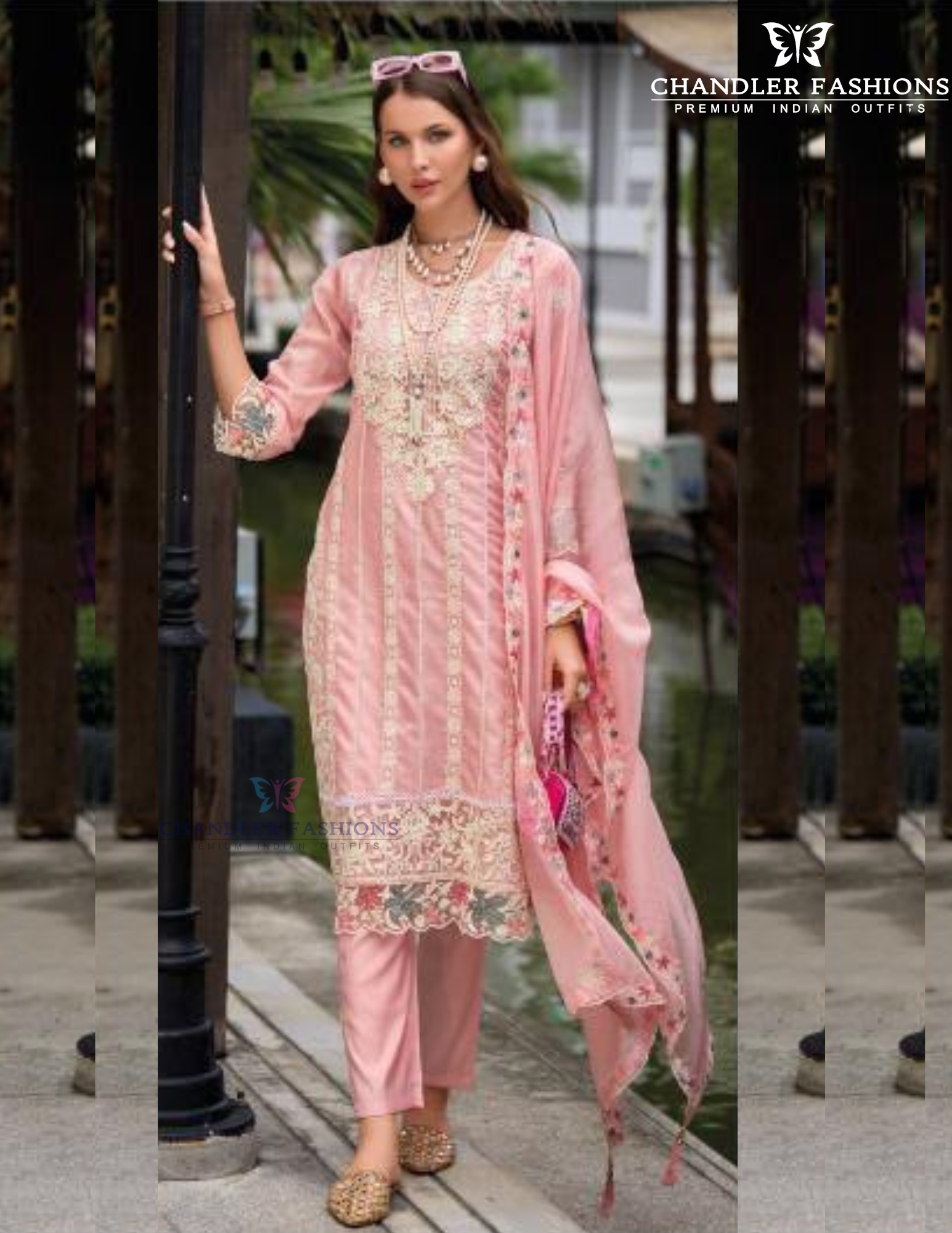 Alluring Peach Color Organza With Embroidery Work Salwar Suits With Dupatta For Women