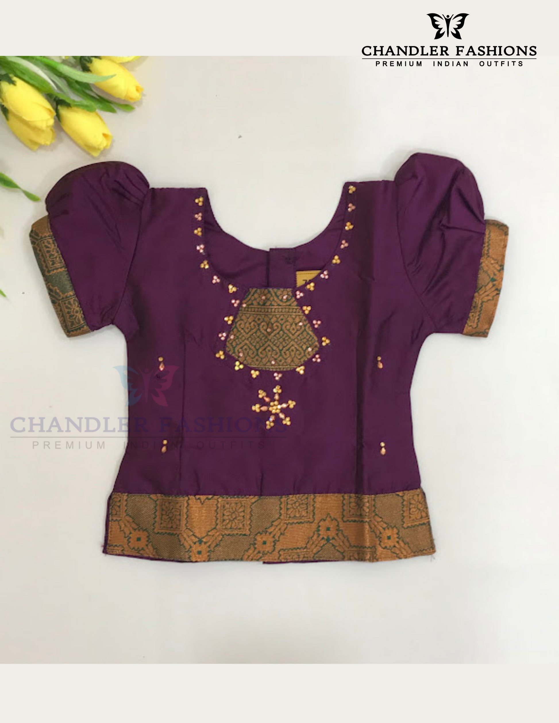 Beautiful Purple Color Art Silk Langa Set With Stone Work In Mesa