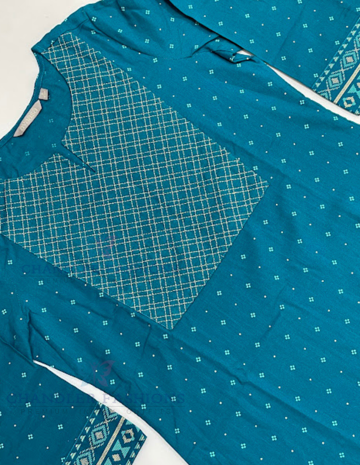 Attractive Blue Color Cotton Kurti With Embroidary Work In Chandler