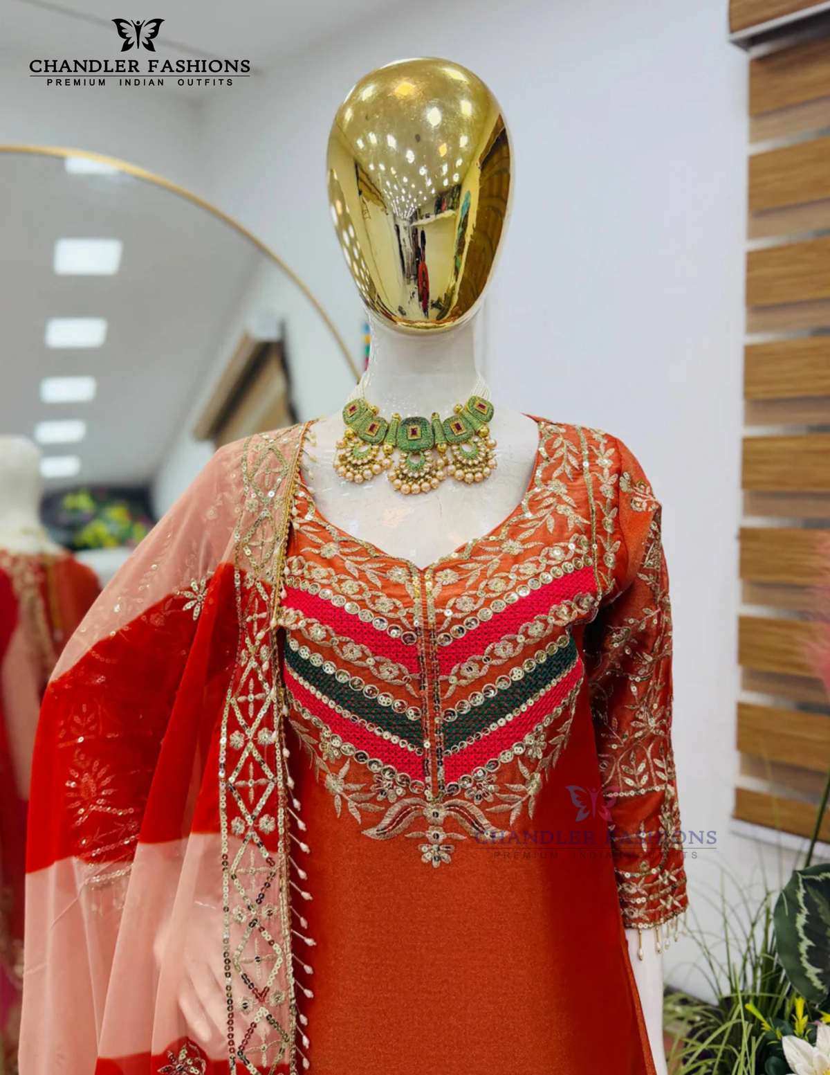 Orange Fendy Silk With Embroidery Work Sharara Suit In Prescott