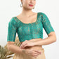 Attractive Green Colored Jacquard Printed Blouse For Women