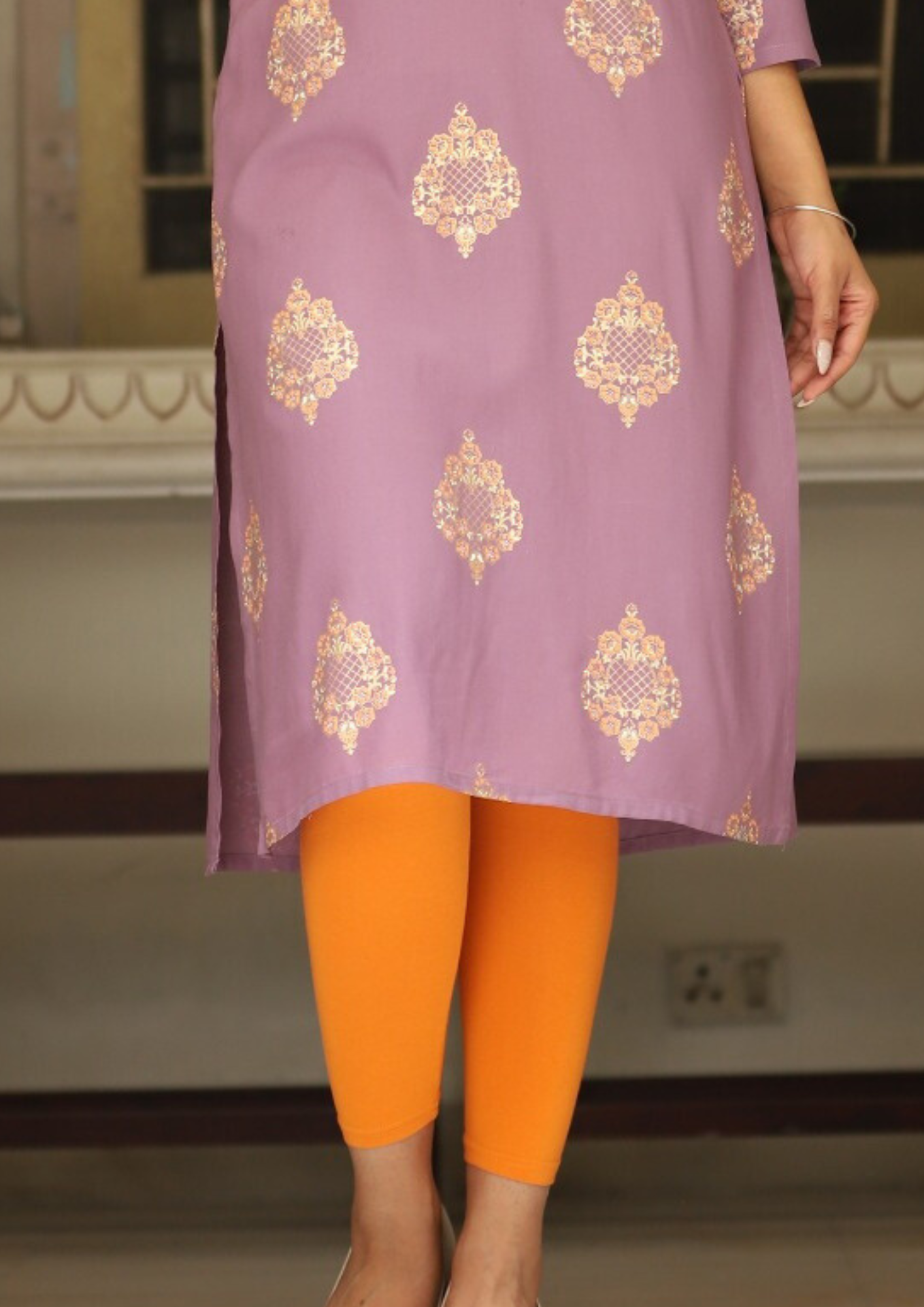 Stunning Purple Color Rayon Gold print Kurti In USA