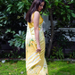Yellow Color Japan Satin With Printed Work Saree Near Me
