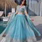 Sky Blue Color Fendi Silk With Embroidery And Thread Work Lehenga Choli Near Me