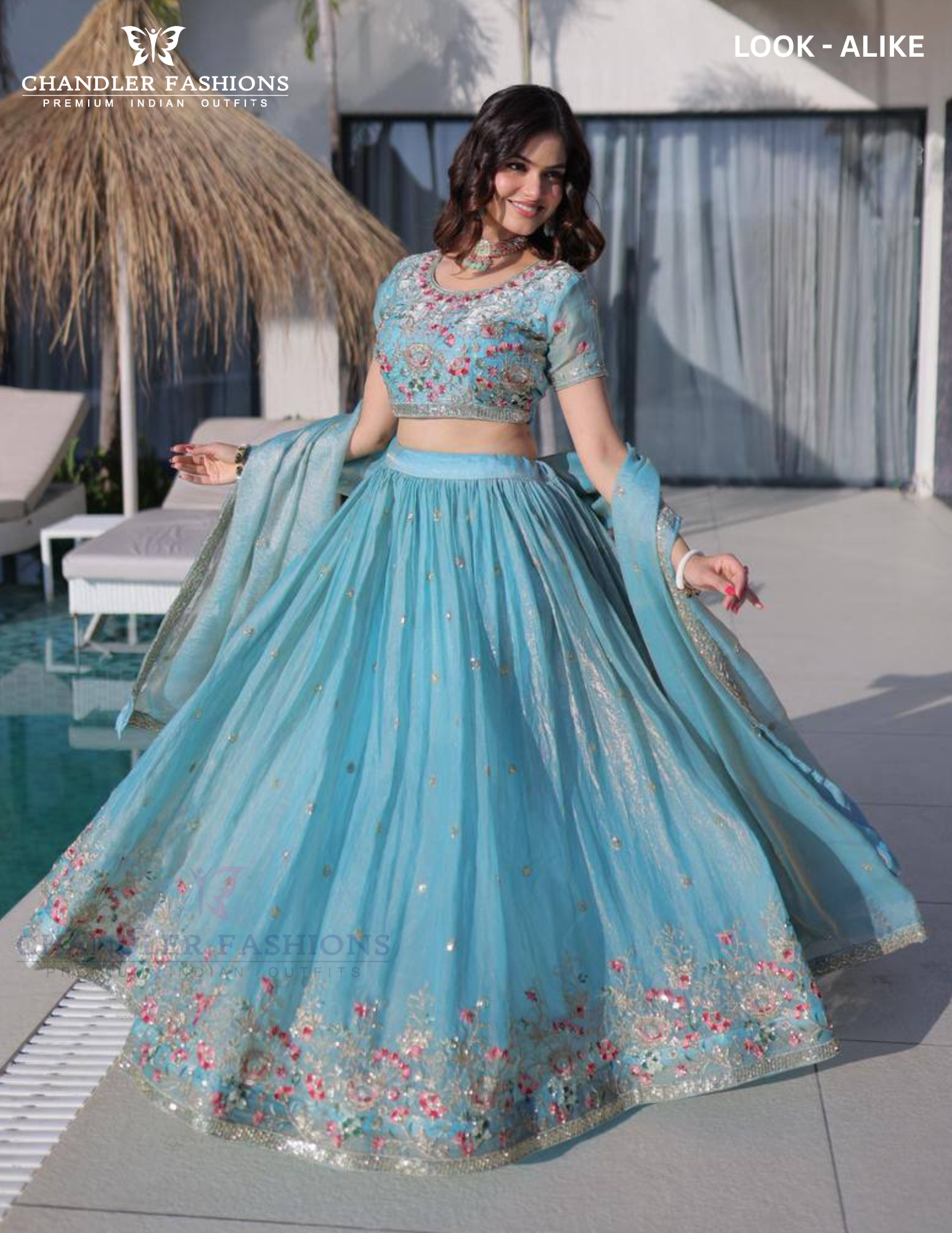 Sky Blue Color Fendi Silk With Embroidery And Thread Work Lehenga Choli Near Me