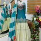 Teal Blue Color Fendy Silk With Embroidery  Work Sharara Suit In Mesa