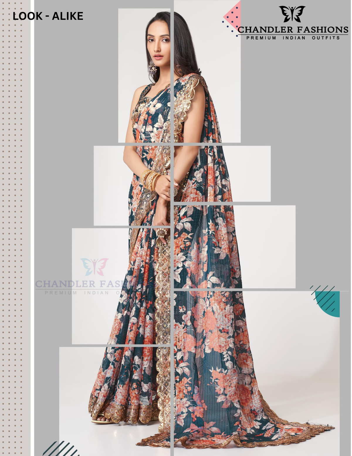 Navy Blue Color Organza With Sequins Saree In Phoenix