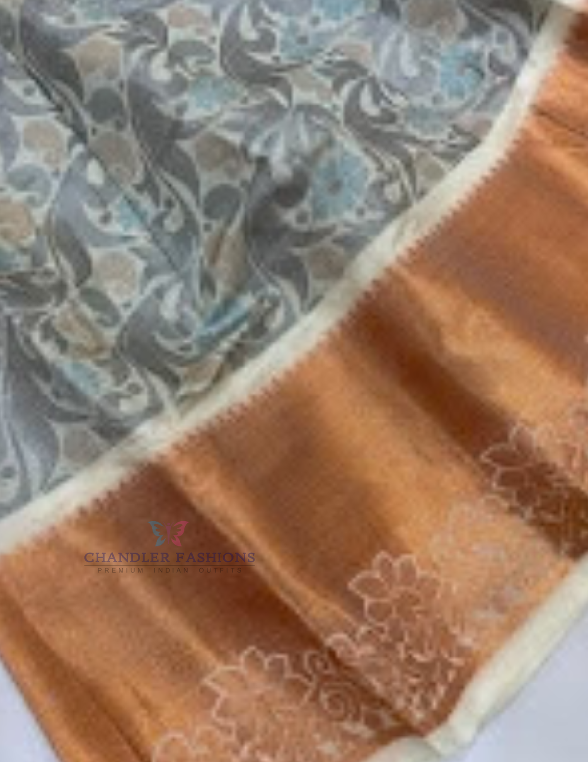 Alluring Orange And Grey Color Art Silk Langa Set With Stone Work 