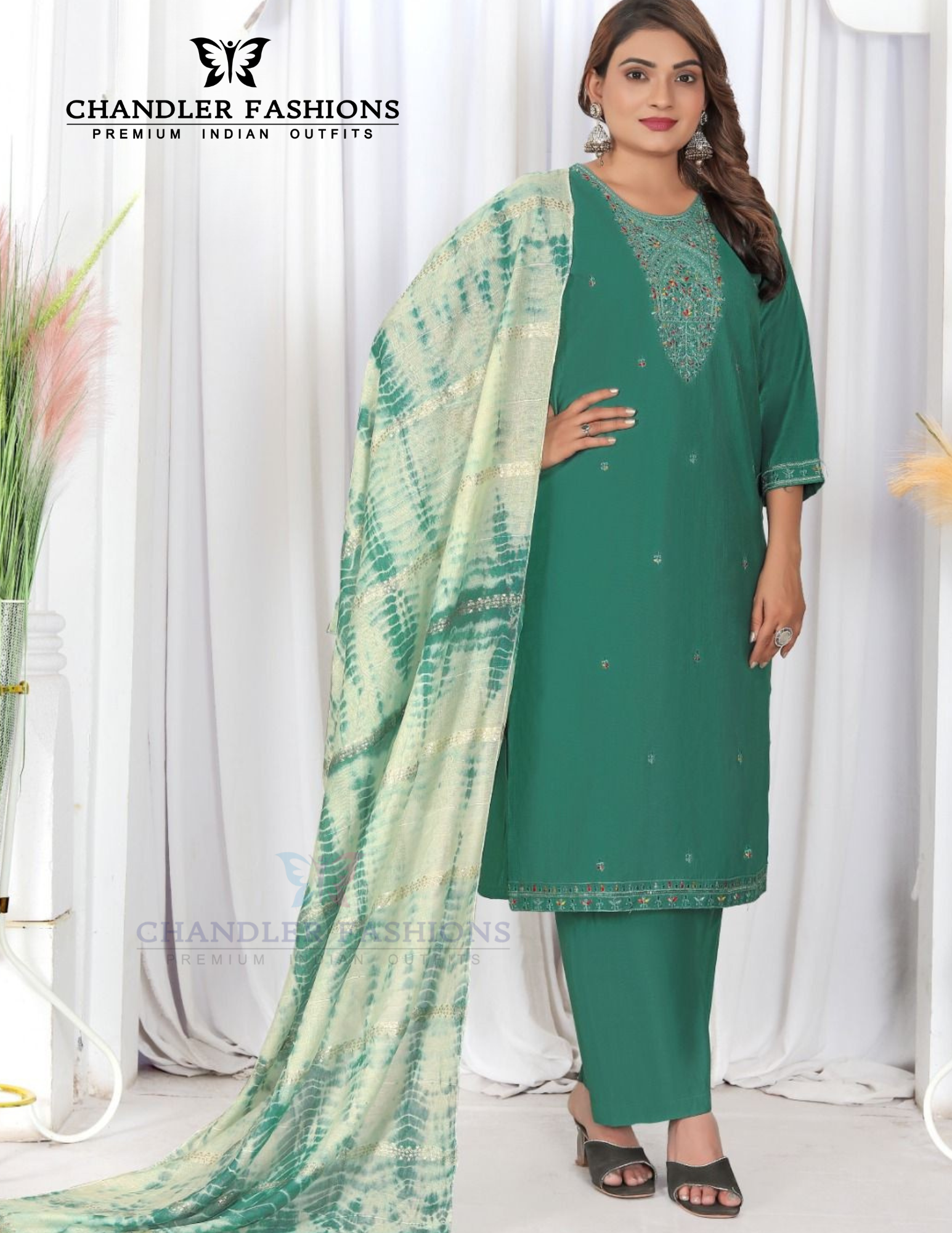 Wonderful Sea Green Color Viscose With Embroidery Work Salwar Suits