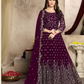 Amazing Dark Purple Color Heavy Georgette With Embroidery Work Anarkali Suit And Dupatta