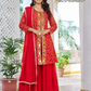 Red Color Georgette With Bandhej Print Palazzo Suits Near Me