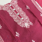 Pink Color With Embroidery Work Cotton Kurti Suits In Mesa