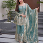 Amazing Sea Green Color Fendi Silk With Embroidery Work Palazzo Suits For Women