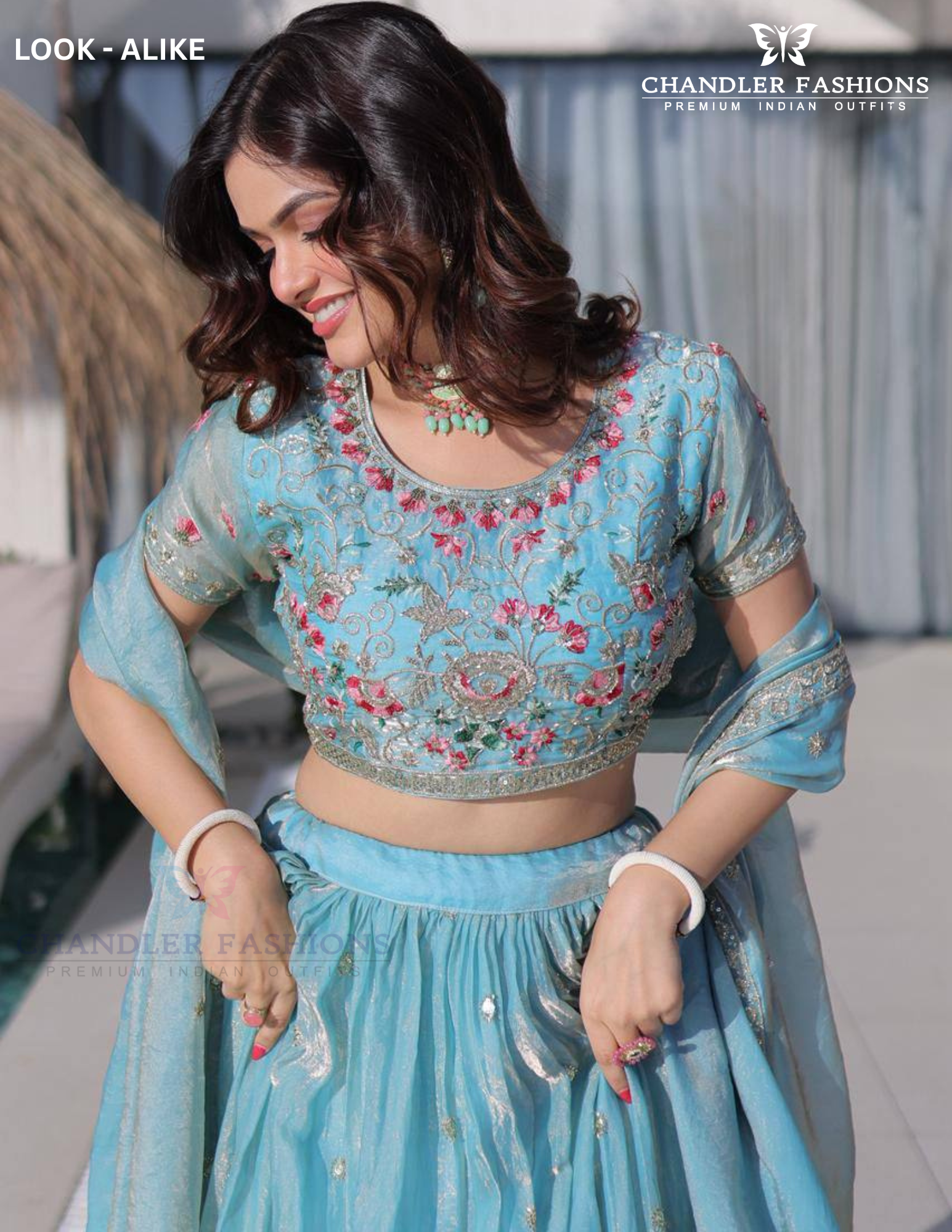 Sky Blue Color Fendi Silk With Embroidery Work Lehenga Choli In USA