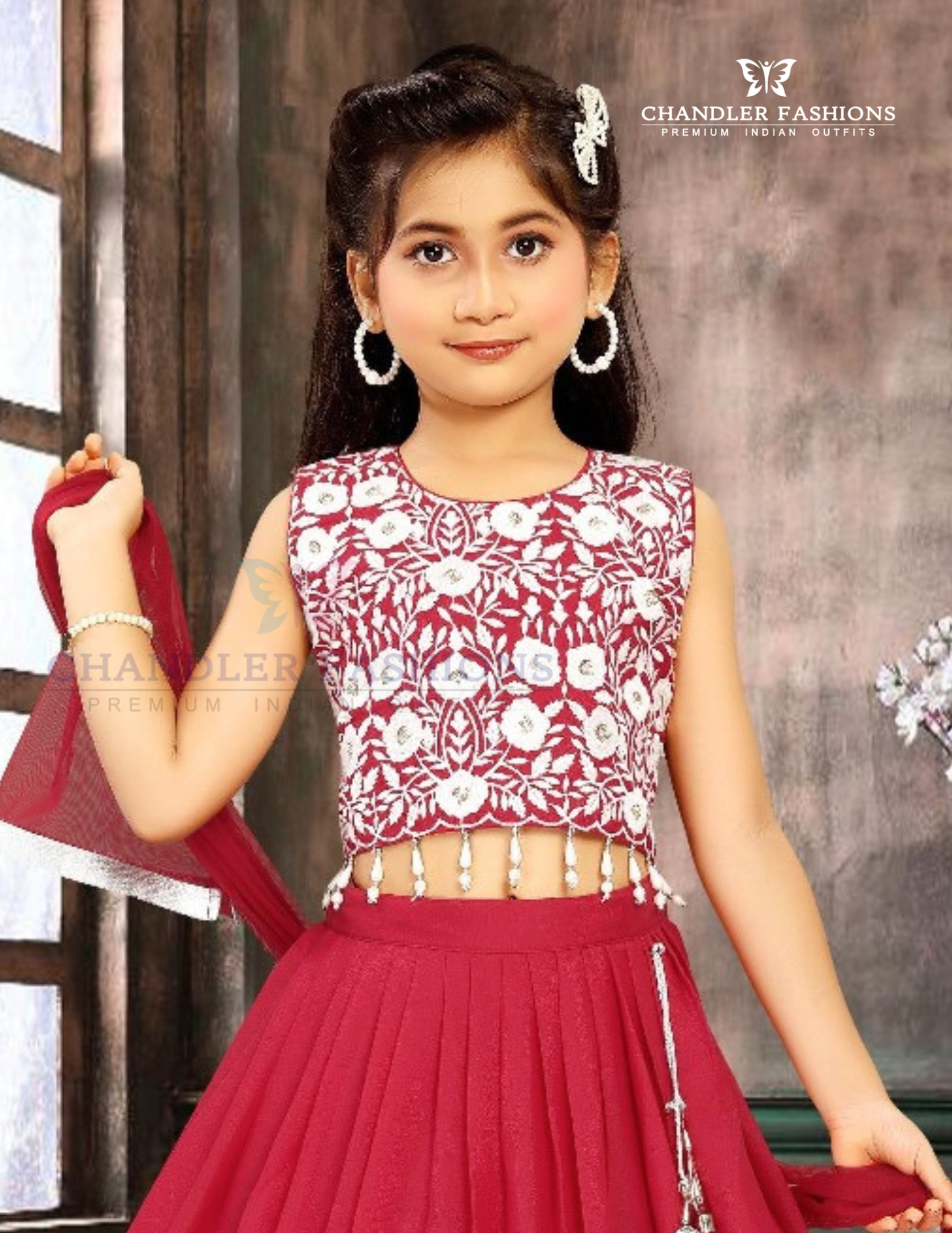 Dark Pink Color Embroidery Work Choli Set With Dupatta For Girls Near Me