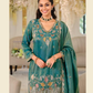 Green Color Shimmer With Embroidery Work Palazzo Suits In Surprise