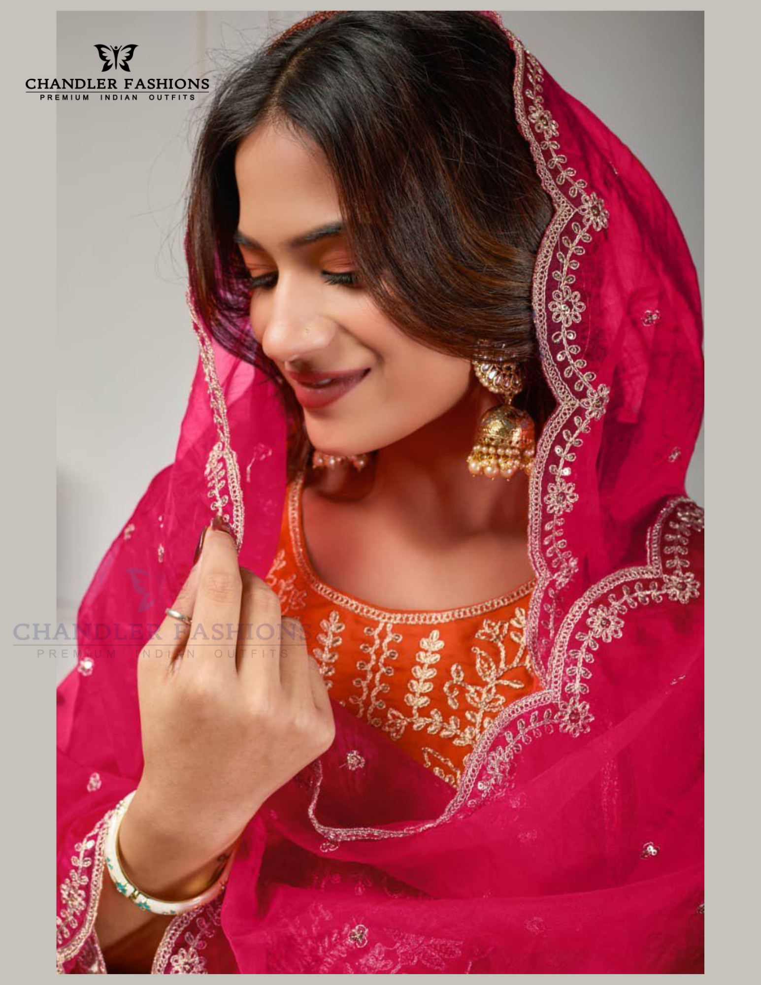 Attractive Orange Color Roman Silk Salwar Suits Near Me