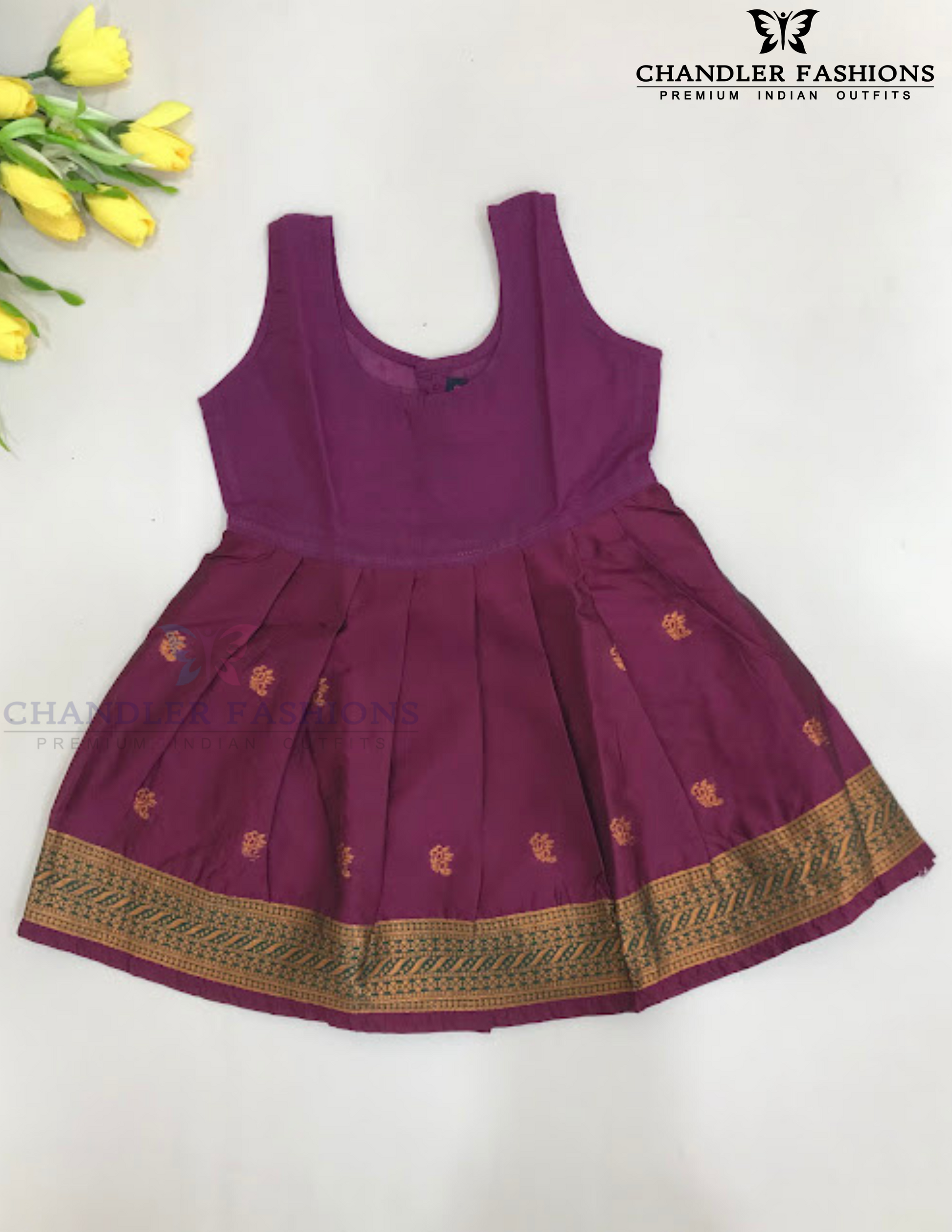 Beautiful Purple Color Art Silk Langa Set With Stone Work In Yuma