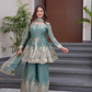 Green Color Fendi Silk With Embroidery Work Palazzo Suits In Suncity
