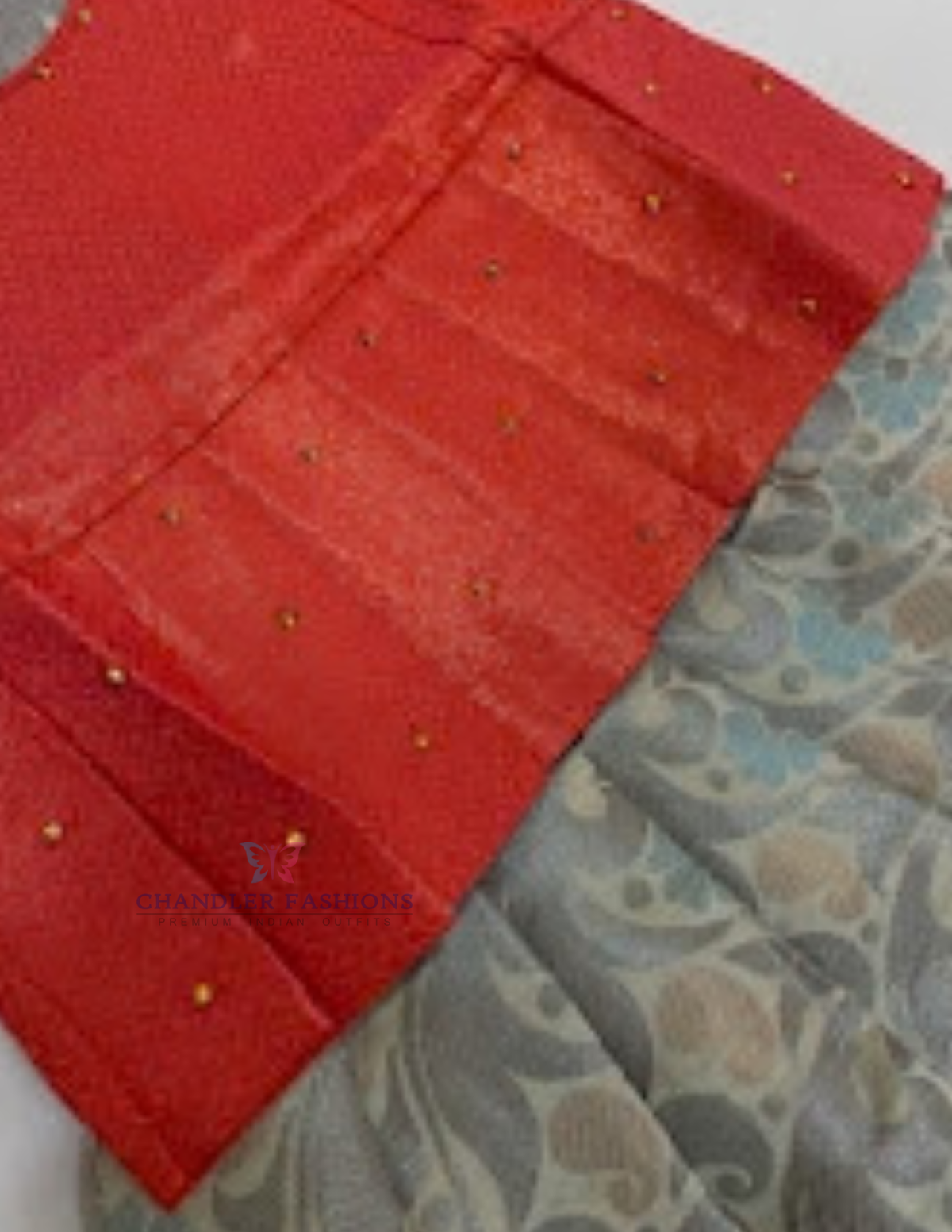  Orange And Grey Color Art Silk Langa Set With Stone Work For Girls