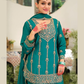 Teal Blue Color Chinon Palazzo Suits And Dupatta In Chandler