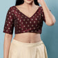 Elegant Maroon Colored Front Open And Round Neck Readymade Blouse For Women
