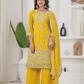 Marvellous Yellow Color Georgette With Embroidery And Sequins Work Palazzo Suits For Women