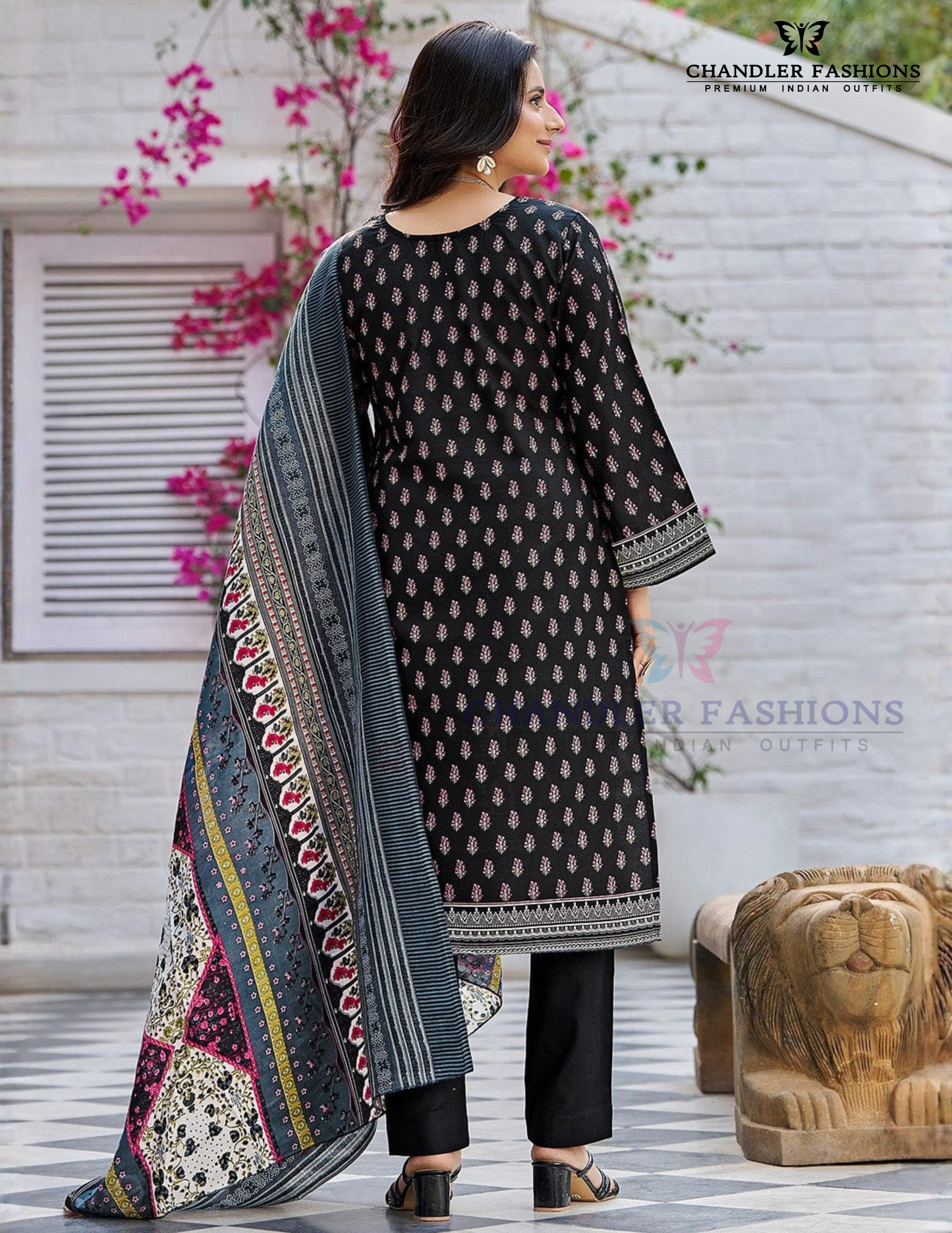 Dark Blue Printed Work Salwar Suits In Chandler 