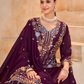 Dark Purple Color Embroidery Work Palazzo Suits Near Me