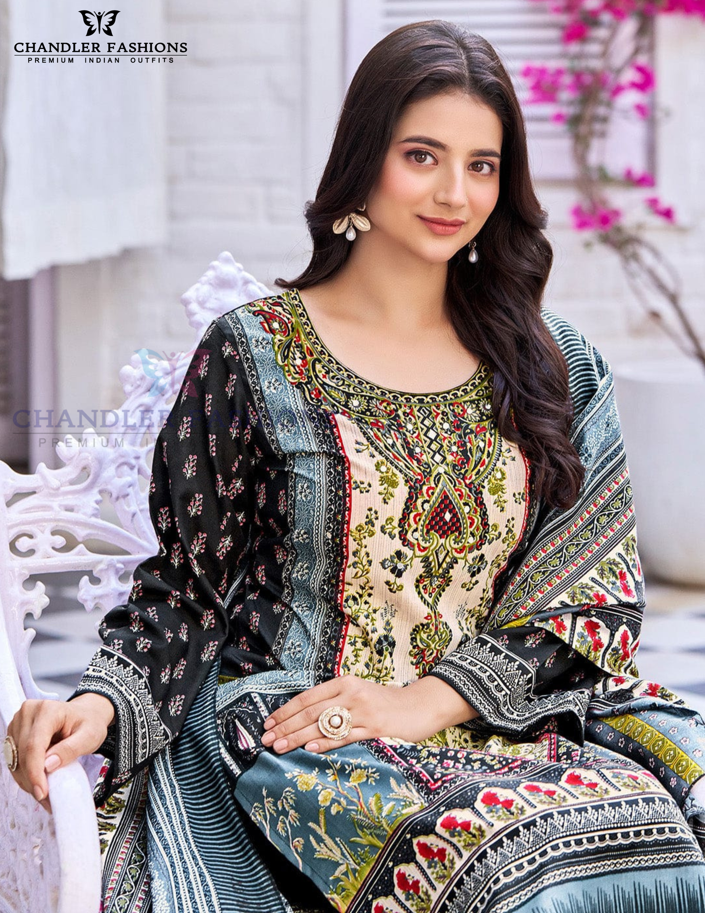 Dark Blue Color Cotton Blend With Printed Work Salwar Suits Near Me