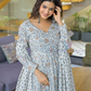 Charming Blue And White Colored Viscose with Floral Printed Anarkali Suits Near Me