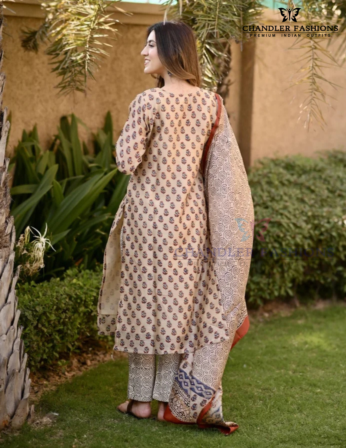 Beige Color Viscose With Printed Work Salwar Suits In USA