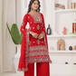 Fascinating Red Color With Embroidery And Sequins Work Georgette Palazzo Suits For Women