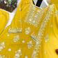 Yellow Color Georgette With Embroidery Work Palazzo Suits In Surprise