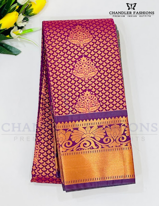 Graceful Purple Color Art Silk Saree With Gray Color Border On Fully Zari Work For Women