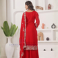 Red Color With Embroidery And Sequins Work Georgette Palazzo Suits In USA