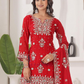 Red Color With Embroidery And Sequins Work Georgette Palazzo Suits Near Me