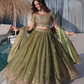 Attractive Pista Green Color Fendi Silk With Embroidery And Thread Work Lehenga Choli For Women