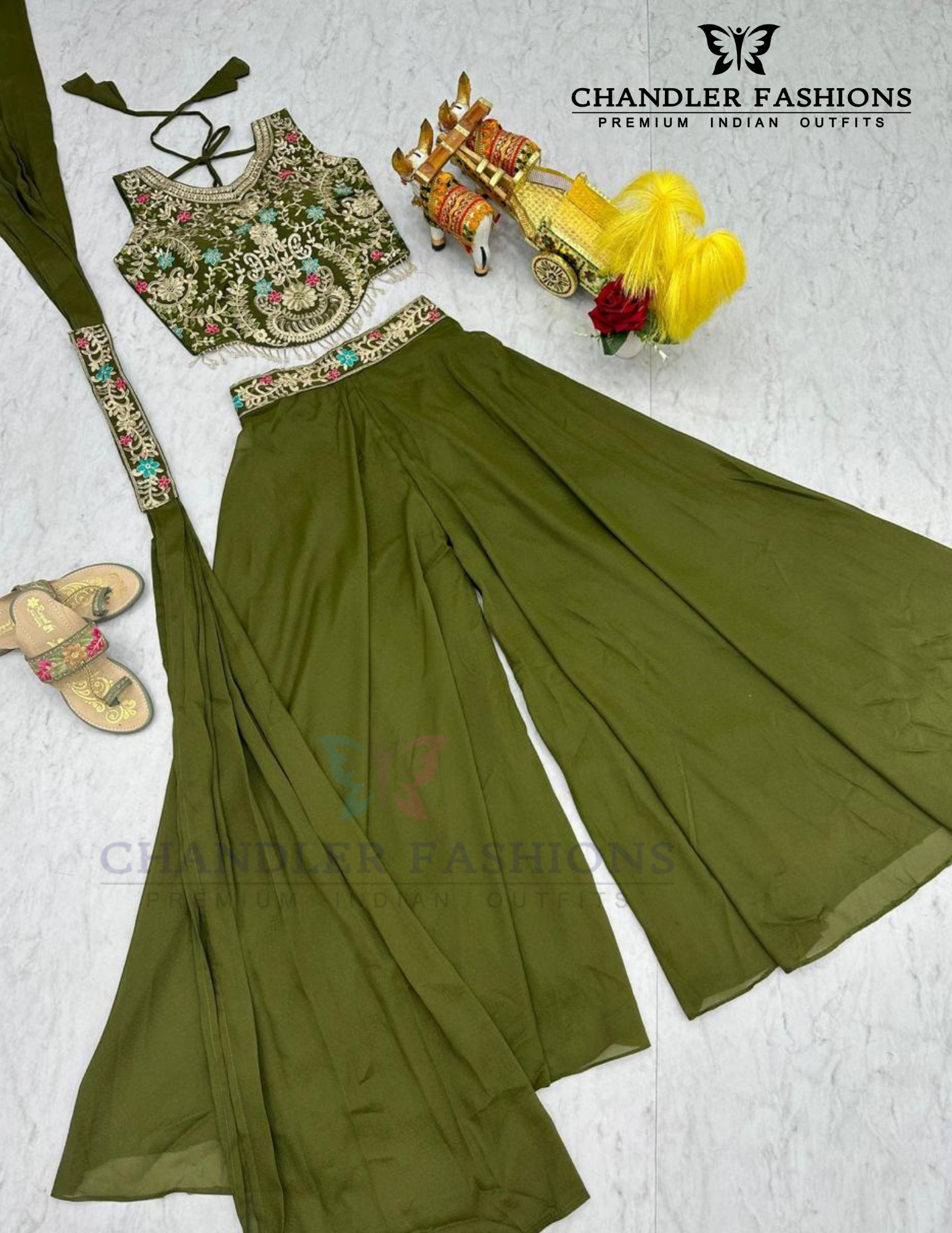 Georgette Sequins Work Palazzo Suits In Tempe