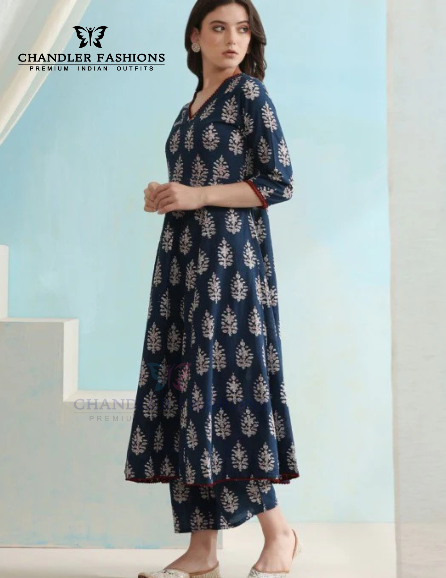 Pretty Navy Blue Color Viscose With Floral Printed Work Salwar Suits With Dupatta Near Me