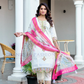 Pleasing White Color Roman Silk Salwar Suits With Dupatta For Women