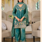 Teal Green Color Shimmer With Embroidery Work Palazzo Suits In USA