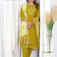 Elegant Mustard Yellow Color Viscose With Embroidery Work Salwar Suits